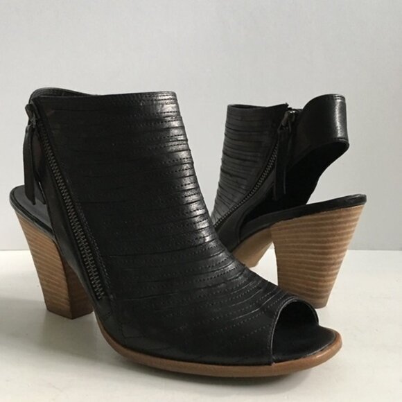 Paul Green Cayanne Peep Toe Black Sandal Booties - Picture 1 of 9